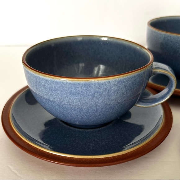 Cup and Saucer Sets, Denby England Blue Juice Berry 3 sets, six pieces. - Picture 6 of 10
